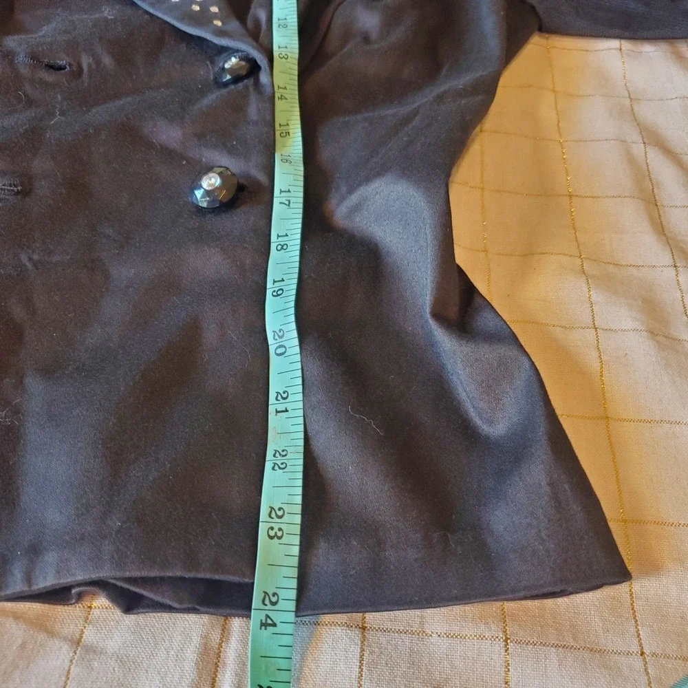 J. Harris Jacket Top Women L Open Back Sheer Longsleeves Double Breasted‎ Black